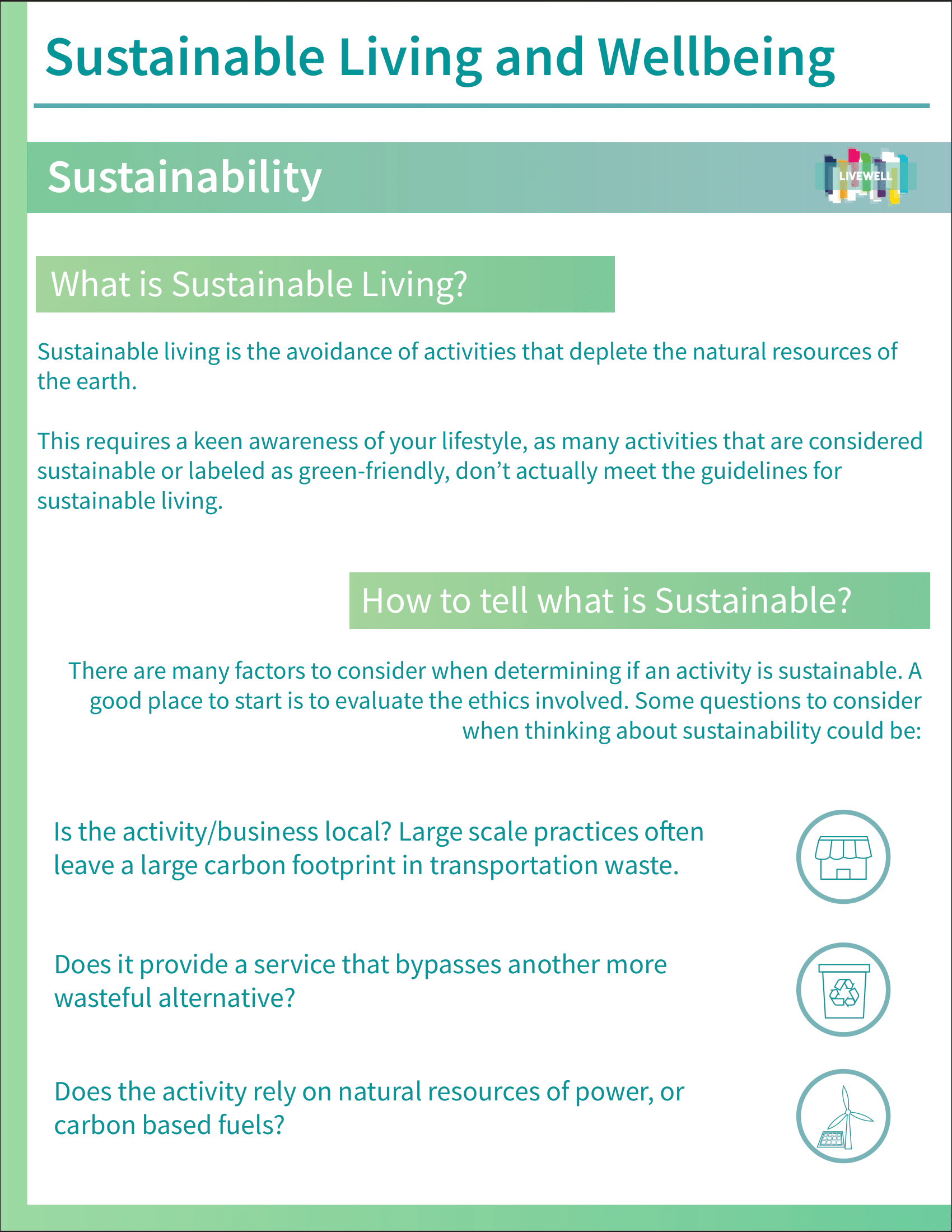Sustainable Living booklet